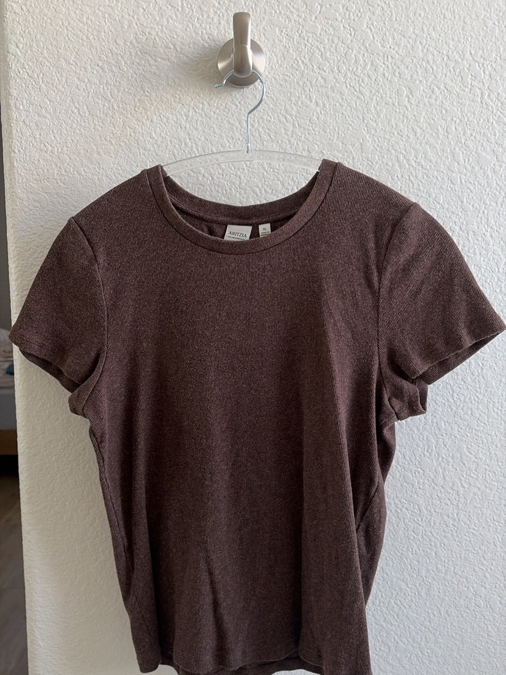 🤎 Aritzia Homestretch Ribbed T-Shirt — Chocolate Brown | XL